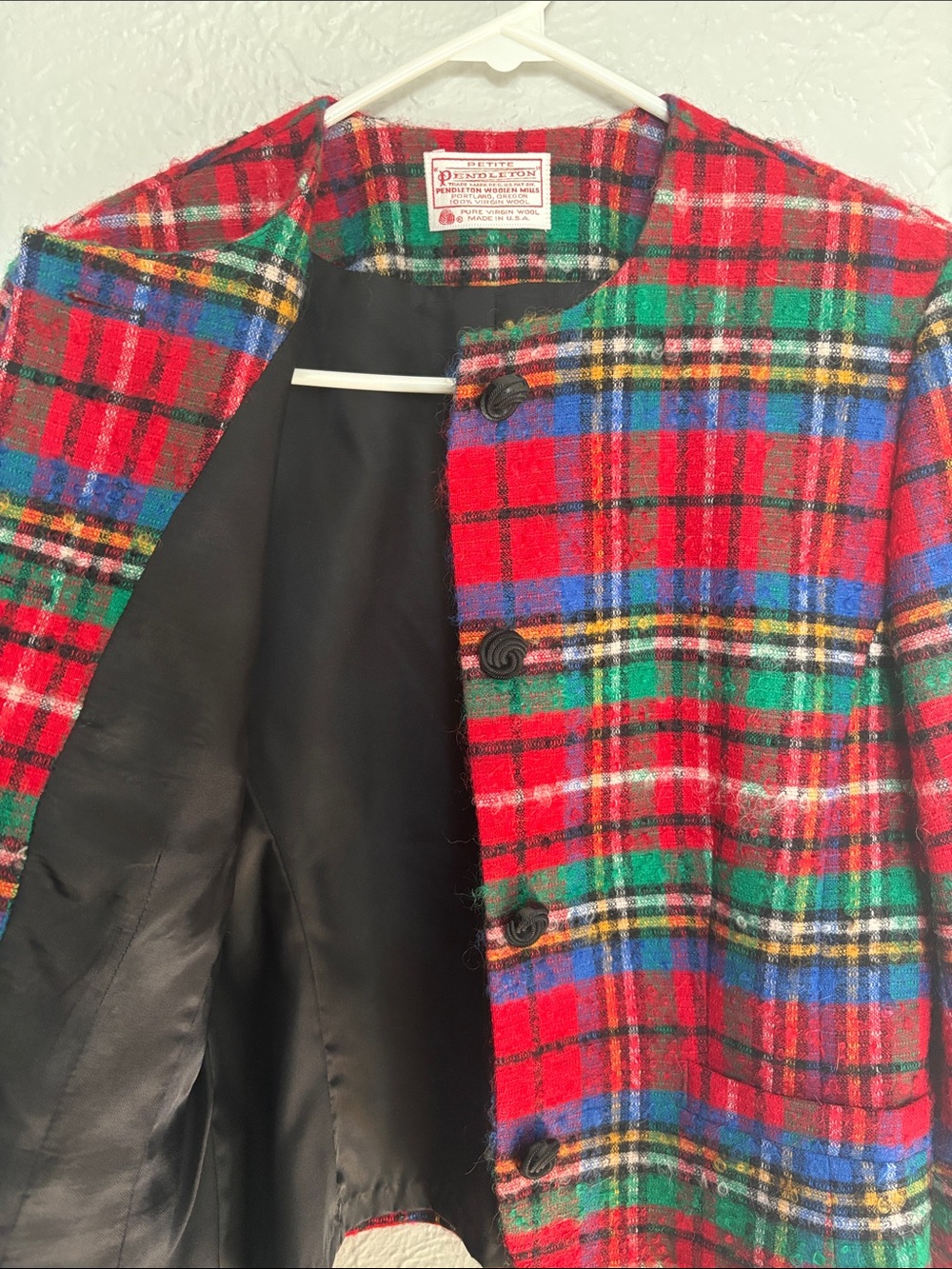 Pendleton Red Green Blue Plaid Wool Blazer - Picture 4 of 4